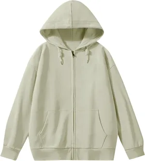 XIAXOGOOL Mens Zip Up Hoodies Sweatshirt Women Unisex Soild Basic Hooded Sweatshirt Couple Fleece Jacket Outwear With Pocket