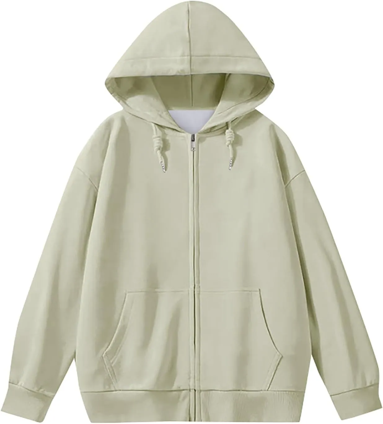 XIAXOGOOL Mens Zip Up Hoodies Sweatshirt Women Unisex Soild Basic Hooded Sweatshirt Couple Fleece Jacket Outwear With Pocket