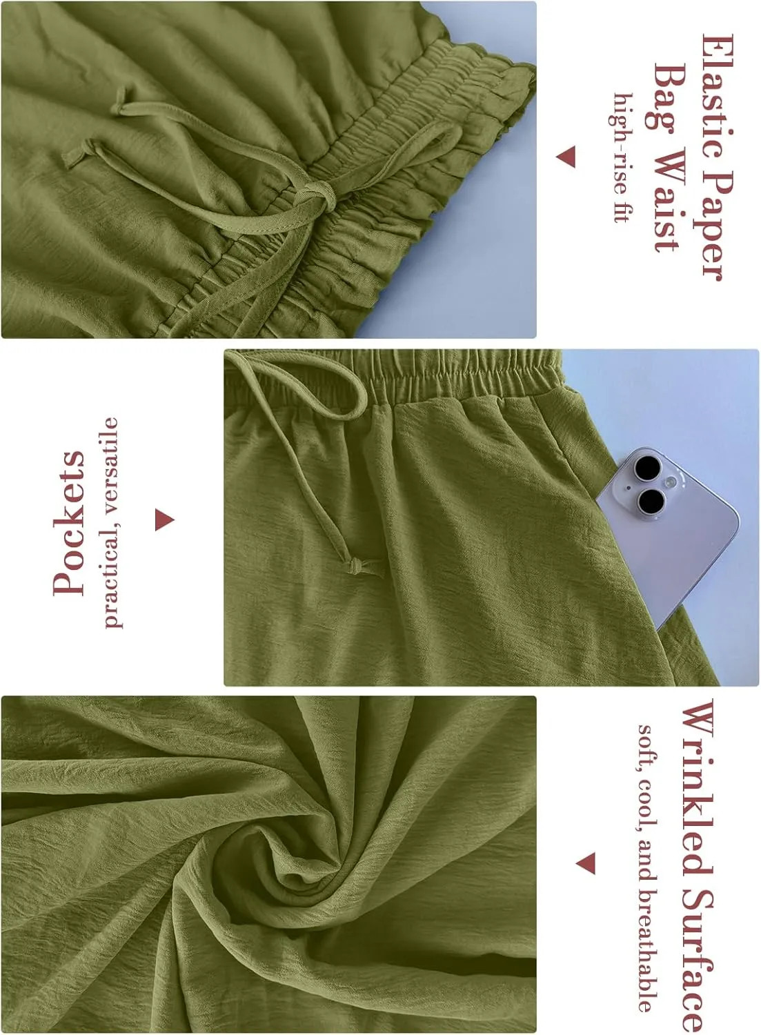 Yincro Women's Summer High Waisted Midi Skirt Elastic Waistband A-Line Skirt with Pockets