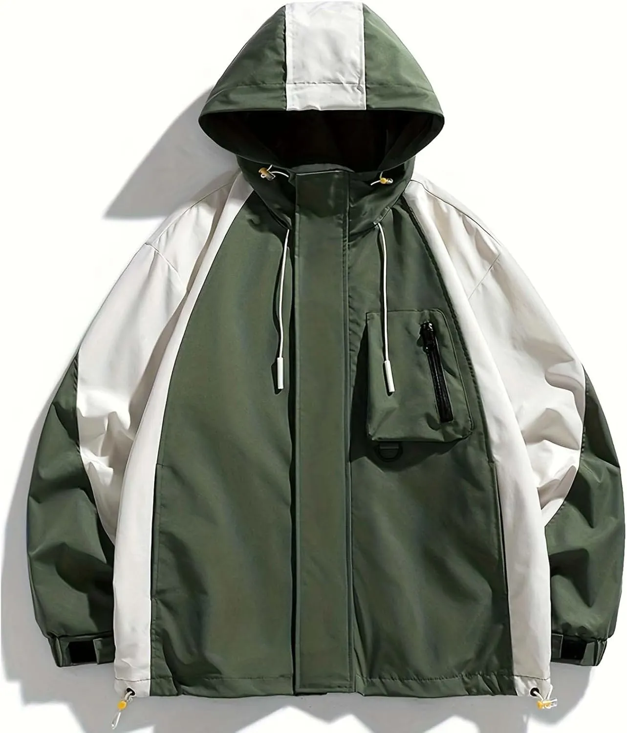 Zeiyignr Mens Colorblock Hoodie Lightweight Waterproof Jacket Windproof Rain Hooded jackets for Men Hiking Cycling Travel