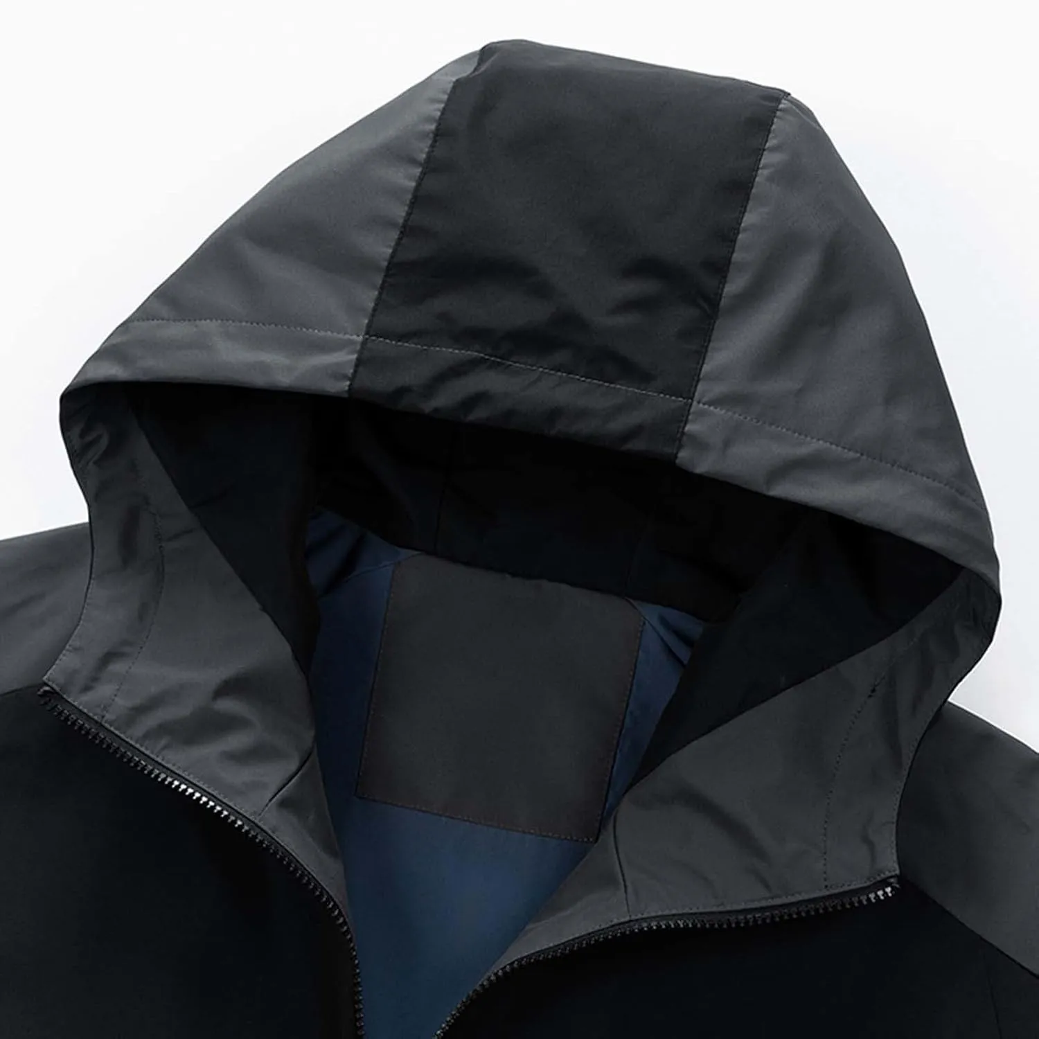 Zeiyignr Mens Colorblock Hoodies Windproof Jackets Waterproof Lightweight Sport Jacket for Men Hooded Windbreaker Raincoat