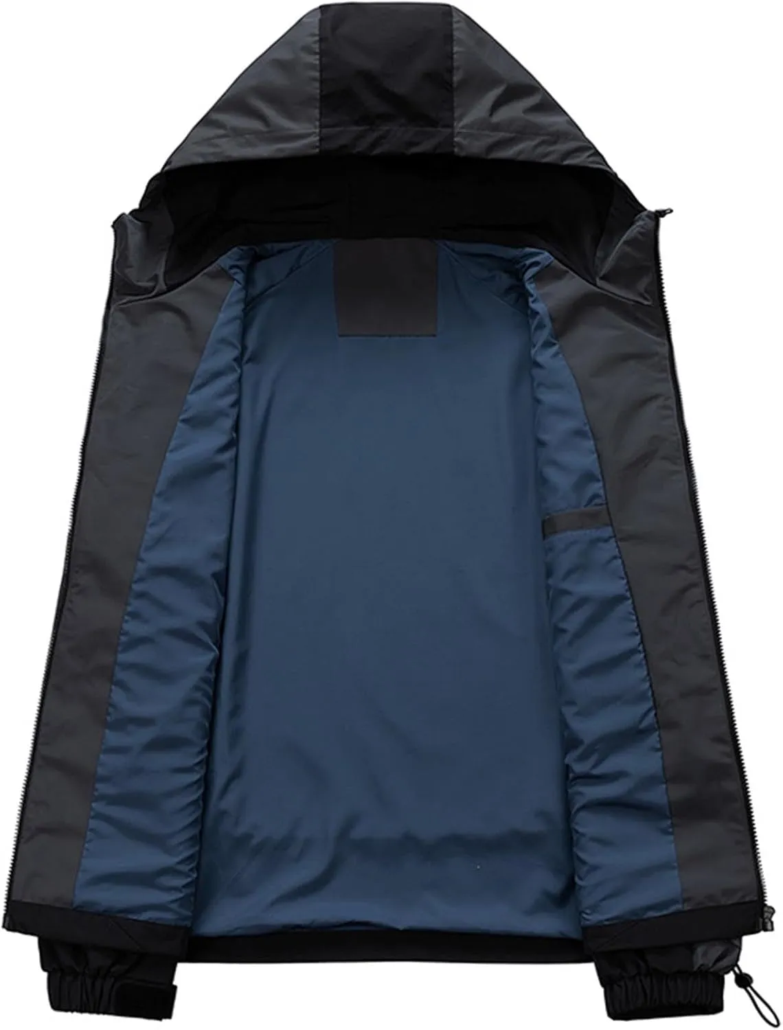 Zeiyignr Mens Colorblock Hoodies Windproof Jackets Waterproof Lightweight Sport Jacket for Men Hooded Windbreaker Raincoat